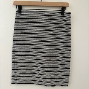 LOFT Petite Striped Navy and White Women's Skirt